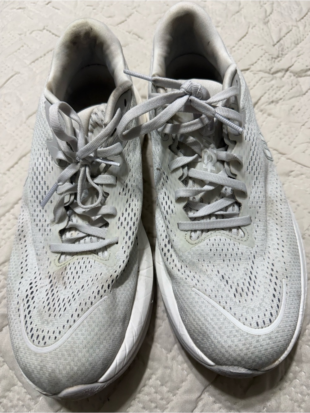 Hoka One One Men's Athletic Running Shoes in Light Gray and White
